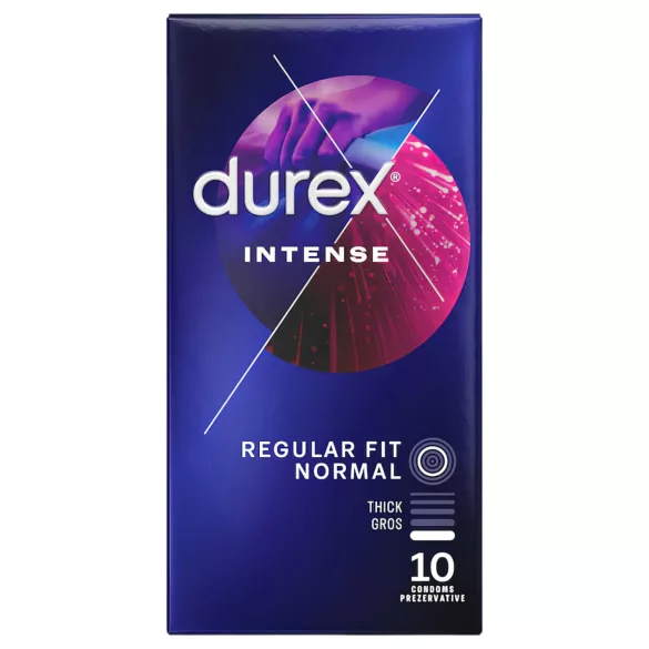 Durex Intense - prezervatīvi, rievoti un punktēti, 10 gab