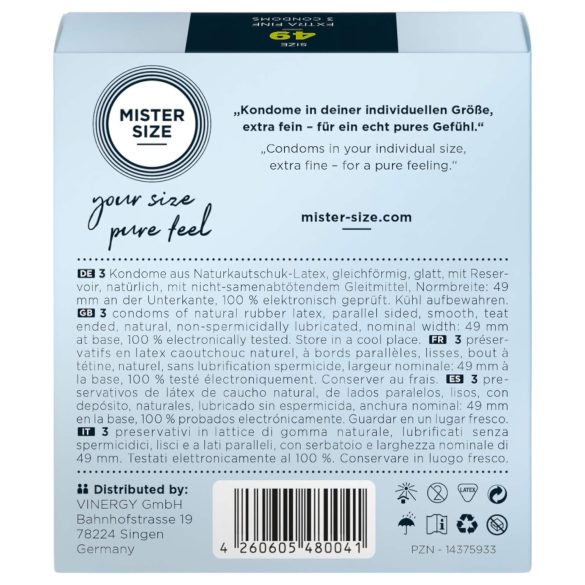 Mister Size prezervatīvi plāni 49mm 3 gab