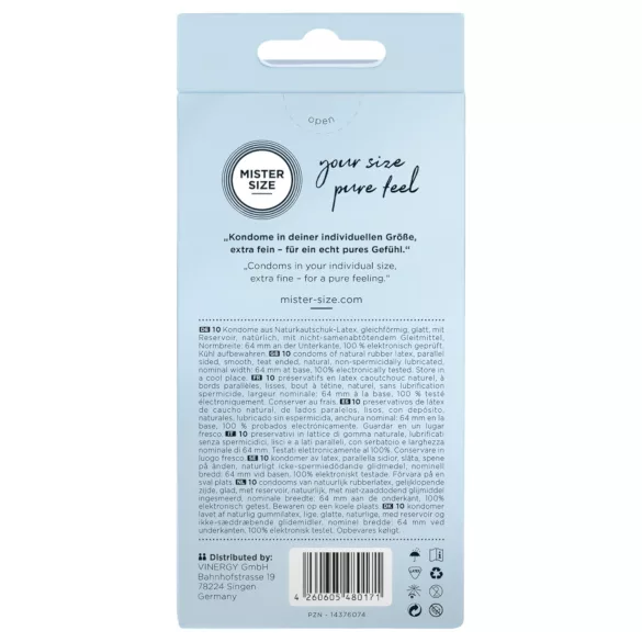 Mister Size prezervatīvi plāni 64 mm 10 gab