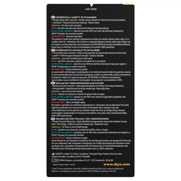 SKYN Selection+ - lateksa nesaturošu prezervatīvu izlase (10 gab.)