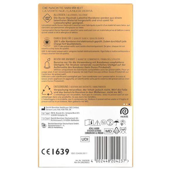 Durex Hautnah - prezervatīvi bez lateksa 16 gab