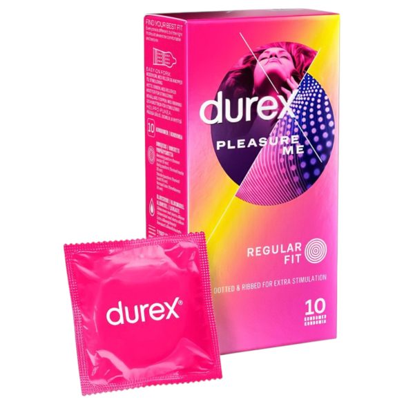 Durex Pleasure Me - rievoti un punktiņoti prezervatīvi (10 gab.)