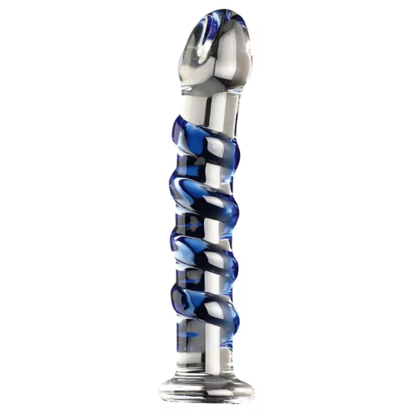 Icicles No. 5 - stikla dildo spirāles forma caurspīdīgs zils