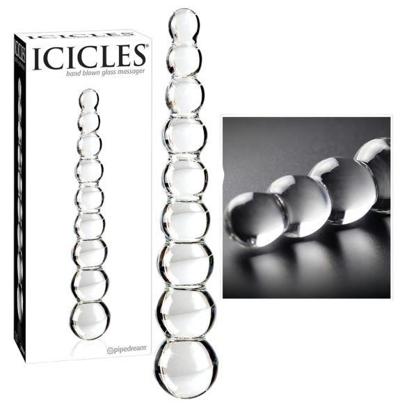 Icicles Nr. 2 - sfēriskā stikla dildo (caurspīdīgs)