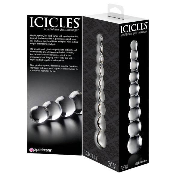 Icicles No. 2 - stikla dildo ar lodītēm caurspīdīgs