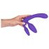Trīskāršs, piestiprināms dildo bez siksniņām (violets)