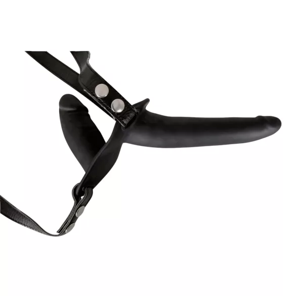 You2Toys - strap-on dubultais dildo silikona melns