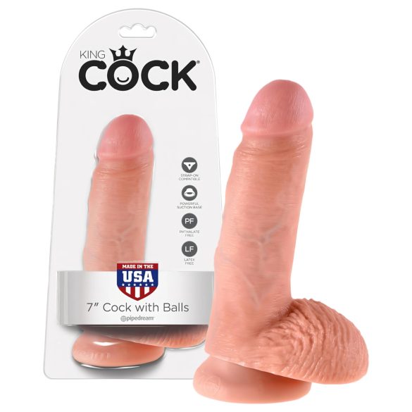 King Cock dildo ar sēkliniekiem 18 cm, naturāls