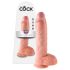 King Cock 10 olbaltkrāsas dildo ar sēkliniekiem (25 cm) - dabīgs