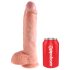 King Cock 10 olbaltkrāsas dildo ar sēkliniekiem (25 cm) - dabīgs