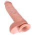 King Cock 10 olbaltkrāsas dildo ar sēkliniekiem (25 cm) - dabīgs
