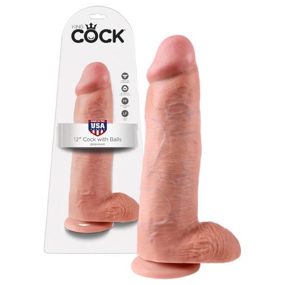 King Cock dildo ar sēkliniekiem 30 cm naturāls