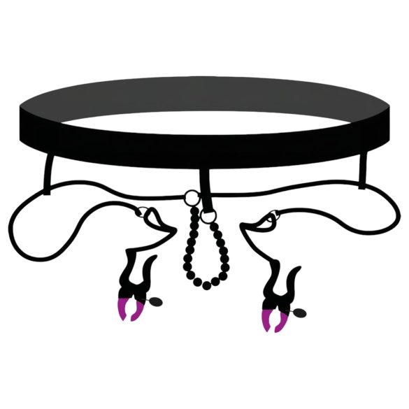 Bad Kitty - intīmais komplekts ar atveramu spailīti un apakšbiksēm, violets-melns (S-L)