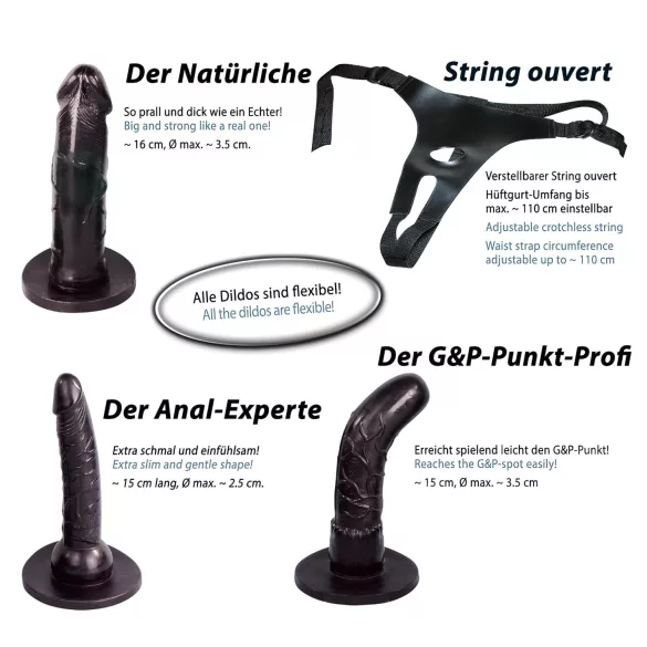 You2Toys - piestiprināmo dildo komplekts melns