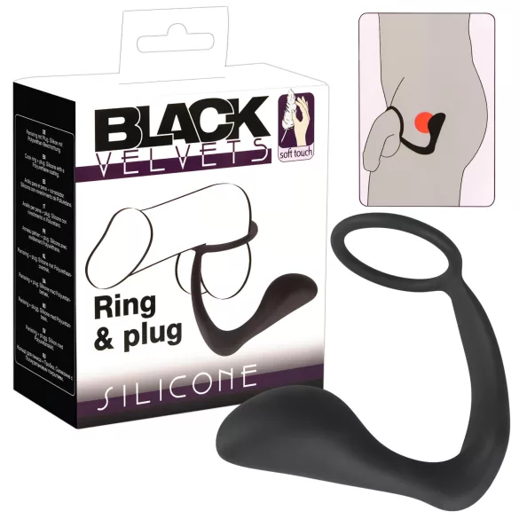 Black Velvets - anālais kontakts ar erekcijas gredzenu melns