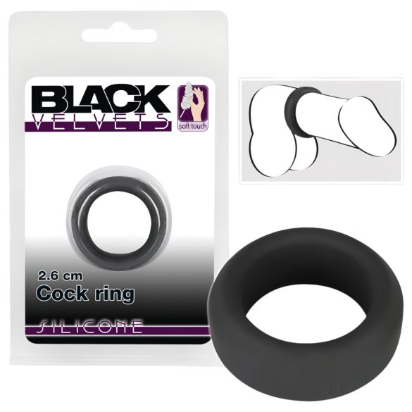 Melns samts - biezs dzimumlocekļa gredzens (2,6cm) - melns