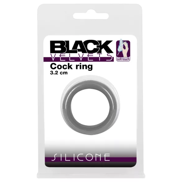 Black Velvets - bieza silikona erekcijas gredzens 3,2cm melns