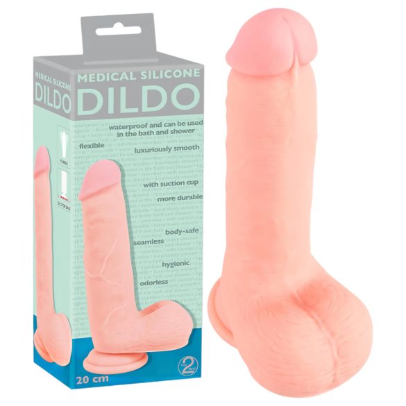 Medikālais - taisns medicīniskais silikona dildo (20 cm) - dabīgs