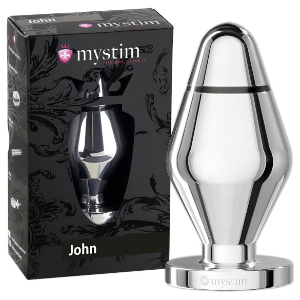 mystim Little John - elektrostimulācijas anālās uzmavas - sudrabs (liels)
