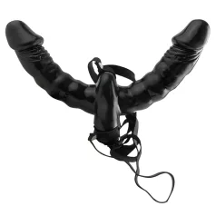 Fetish divkāršais uzmaucamais vibrators melns