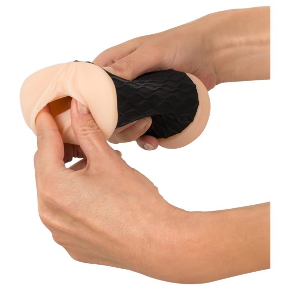 Nature Skin - masturbators maksts un anālā atvere, naturāla-melna