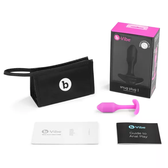 b-Vibe Snug Plug 1 - anālais aizbāznis ar iekšējo svaru (55 g, rozā)
