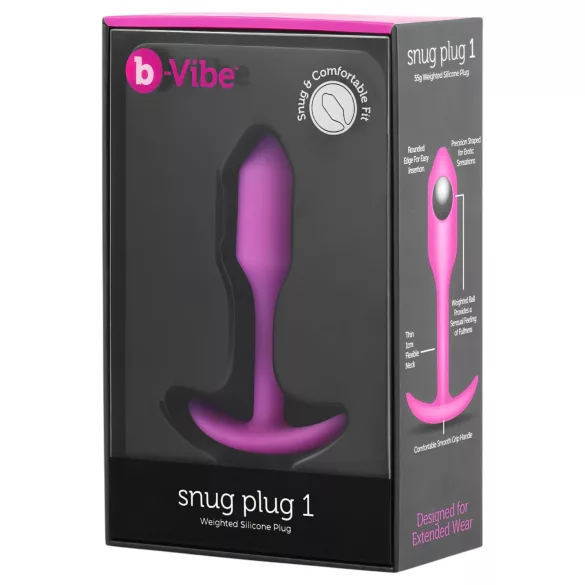 b-Vibe Snug Plug 1 - anālais aizbāznis ar iekšējo svaru (55 g, rozā)