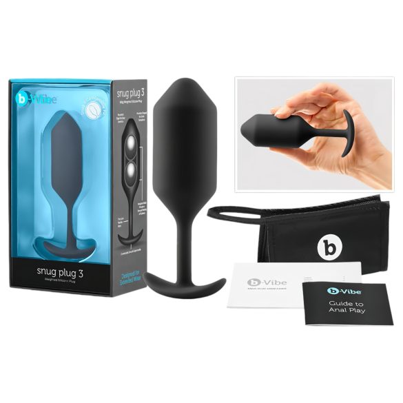 b-vibe Snug Plug 3 - anālais dubultais spraudnis (180g) - melns
