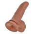 King Cock dildo ar sēkliniekiem 23 cm brūns