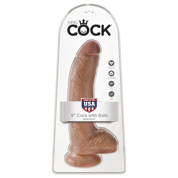 King Cock dildo ar sēkliniekiem 23 cm brūns