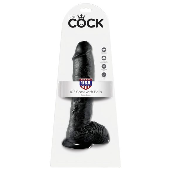 King Cock dildo ar sēkliniekiem 25 cm melns