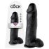 King Cock dildo ar sēkliniekiem 30 cm melns