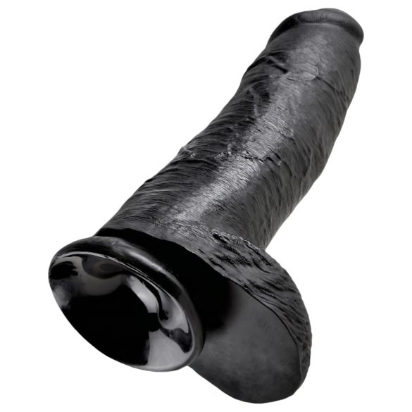 King Cock dildo ar sēkliniekiem 30 cm melns