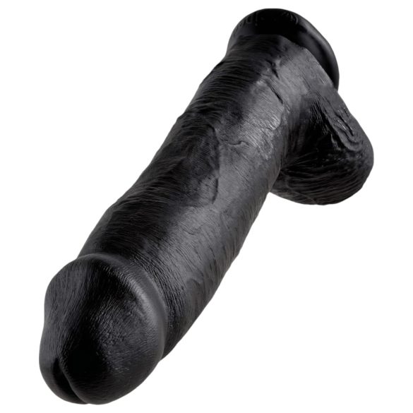 King Cock dildo ar sēkliniekiem 30 cm melns