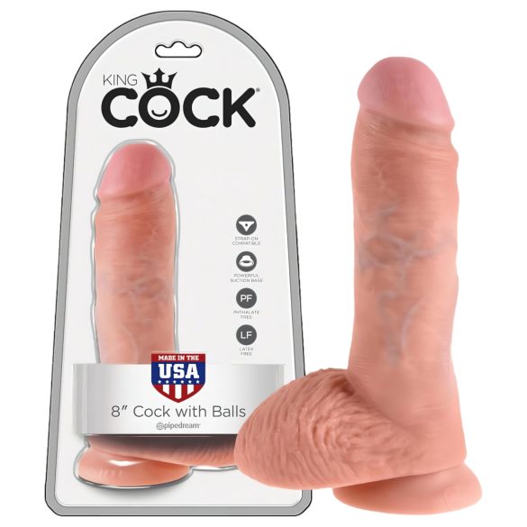 King Cock 8 ar sēkliniekiem dildo (20 cm) - dabīgs