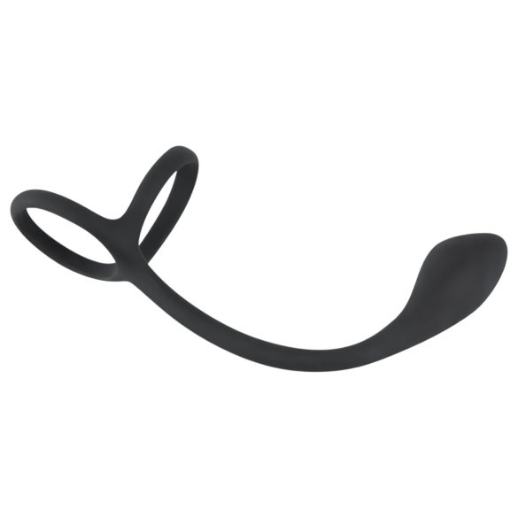 Black Velvets - anālais dildo ar dzimumlocekļa un sēklinieku gredzenu melns