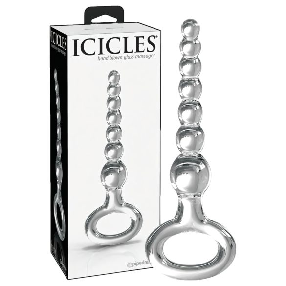 Icicles No. 67 - stikla dildo ar bumbiņām caurspīdīgs