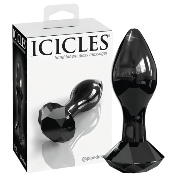 "Icicles Nr. 78 - koniska stikla anālais spraudnis (melns)"
