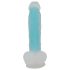 You2Toys Glow in the Dark - piesūcekņa, gaismas dildo (zils)