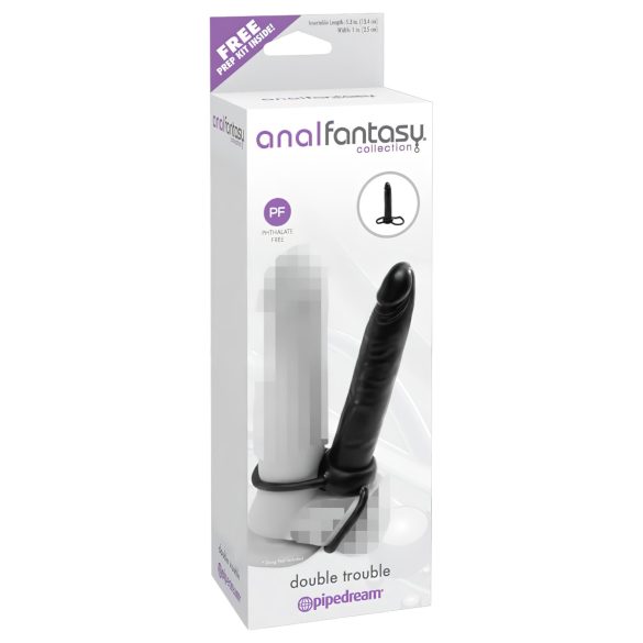 analfantasy Double Trouble – uzspraužamais anālais dildo (melns) 
