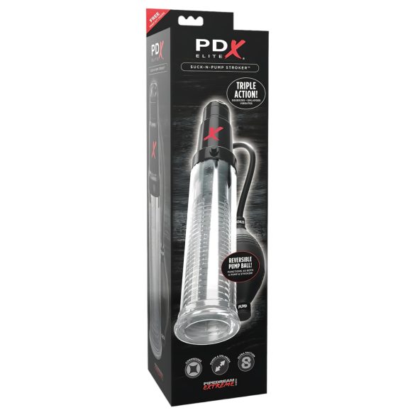 PDX Elite - 2in1 - dzimumlocekļa pumpis un masturbators (caurspīdīgs)