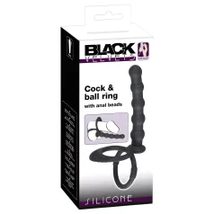   Black Velvets - vīriešu erekcijas un dzimumlocekļa gredzens ar anālo dildo melns