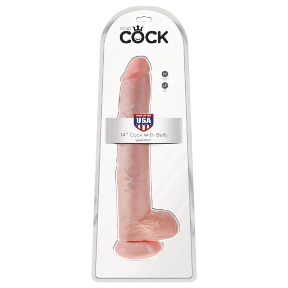 King Cock liels dildo ar sēkliniekiem 35cm naturāla krāsa