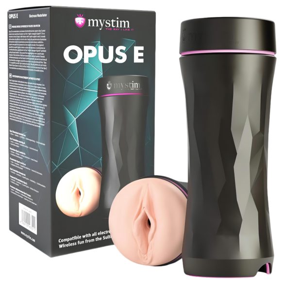 Mystim Opus E Vagina - Elektrostimulācijas mākslīgā maksts (dabiska/melna)
