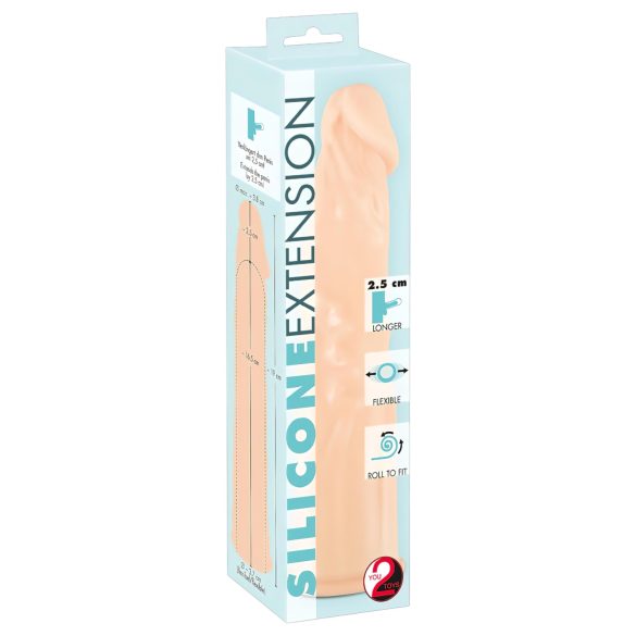 You2Toys - Silikona - paildinošais dzimumlocekļa uzmava (dabīga) - 19 cm