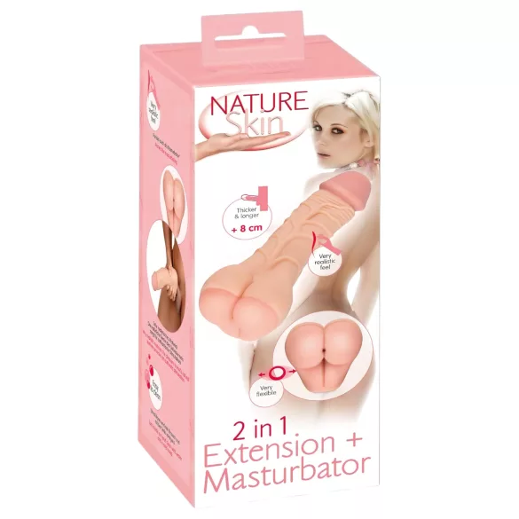 Nature Skin - 2in1 mākslīgā sēžamvieta un dzimumlocekļa uzmava naturāls