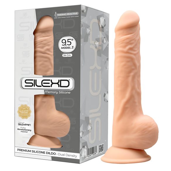 Silexd 9,5 - piesūcekņa dildo - 24cm (dabīgs)