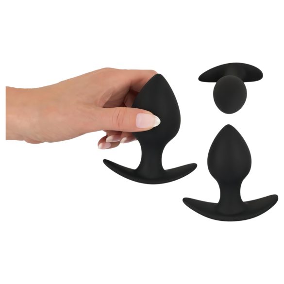 Black Velvets - silikona anālo aizbāžņu komplekts 3 gab. melns