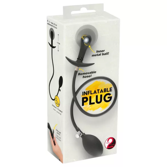 You2Toys - anālais aizbāznis ar bumbiņām, pumpējams, melns