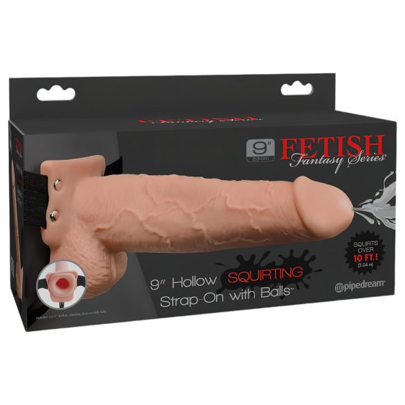 Fetiša Strap-On 9 - piestiprināms, dobs, izsmidzināms dildo (dabīgs)